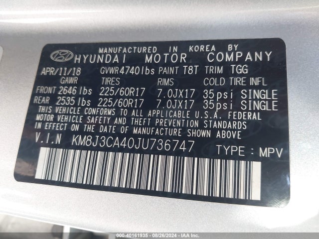 Hyundai TUCSON SEL 2018 KM8J3CA40JU736747 Image 9