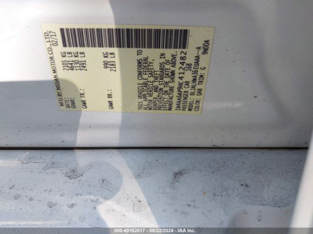 1N4AA6AP9HC412482 Nissan Maxima 3.5 Platinum
