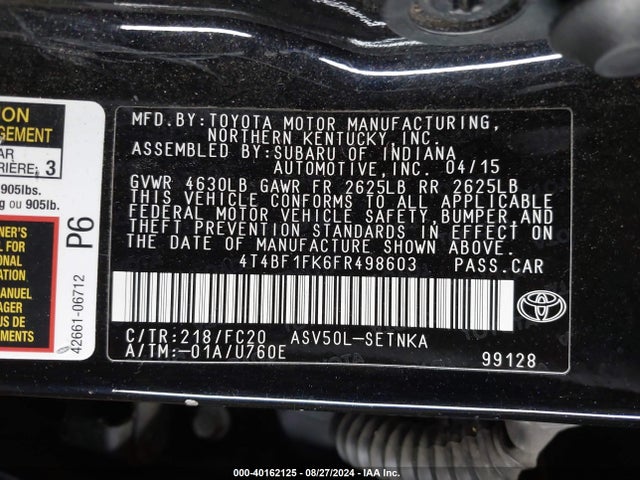 Toyota CAMRY LE 2015 4T4BF1FK6FR498603 Image 9