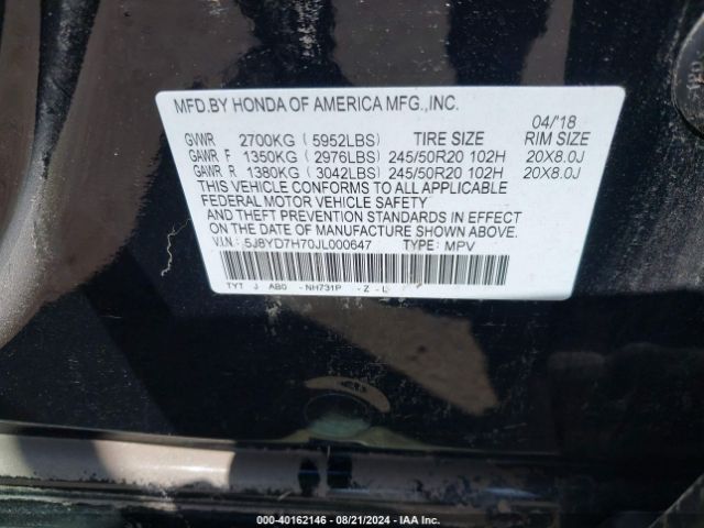 5J8YD7H70JL000647 Acura Mdx Sport Hybrid Advance Package