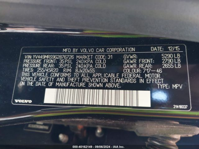 YV449MRS9G2876726 Volvo Xc60 T6 Drive-e R-design Platinum