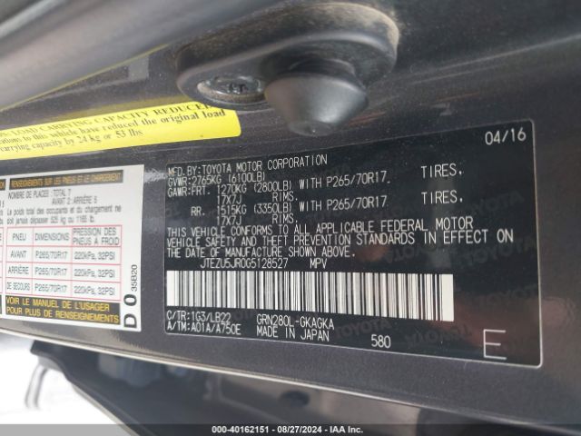 JTEZU5JR0G5128527 Toyota 4runner Sr5 Premium
