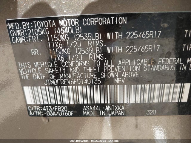 Toyota RAV4 LE 2015 JTMBFREV6FD140135 Image 9
