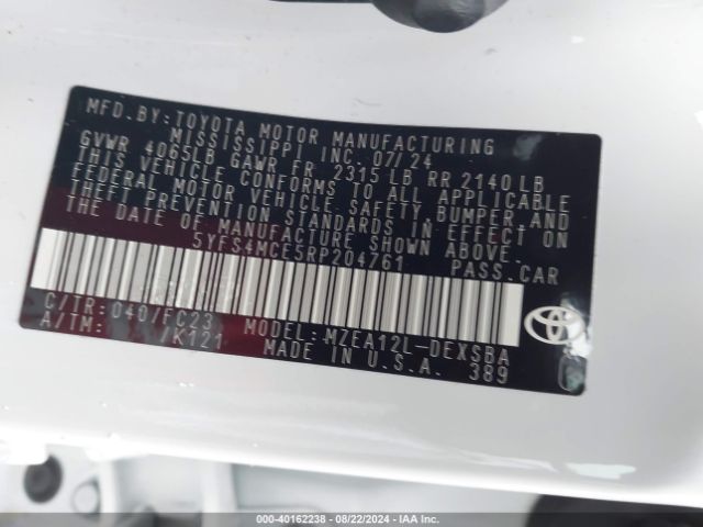5YFS4MCE5RP204761 Toyota COROLLA SE