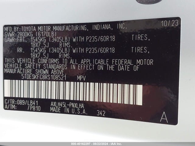 Toyota Sienna Platinum 2024 5TDESKFC8RS108521 Image 9