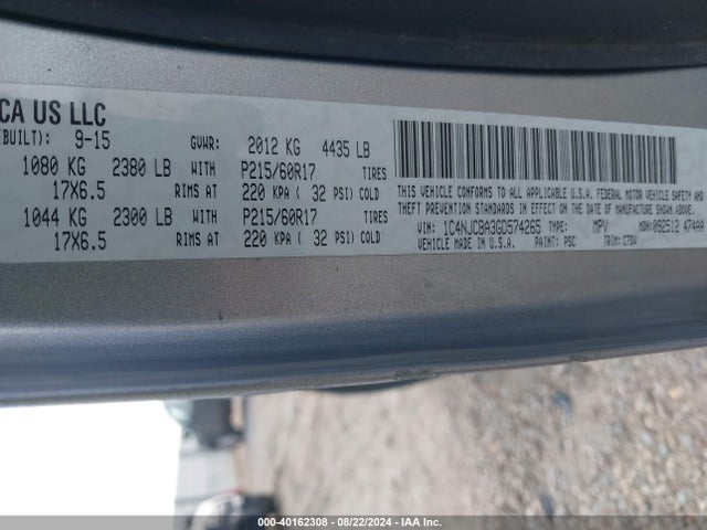 Jeep Compass Sport 2016 1C4NJCBA3GD574265 Image 9