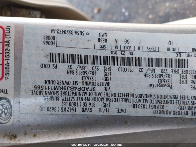 Ford FIESTA SE 2019 3FADP4BJ9KM111565 Image 9