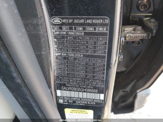 SALVR2BG5GH086668 Land Rover Range Rover Evoque Hse