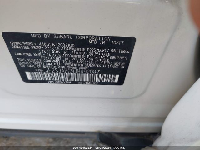 JF2SJABC9JH492082 Subaru Forester 2.5i