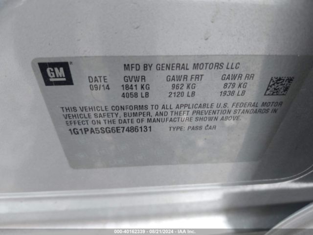 1G1PA5SG6E7486131 Chevrolet Cruze Ls Auto
