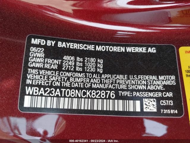 WBA23AT08NCK82876 BMW 430I