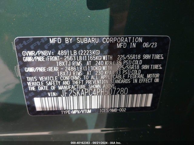 JF2SKAPC4PH507280 Subaru Forester Limited