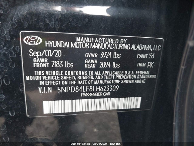 Hyundai ELANTRA SEL 2020 5NPD84LF8LH623309 Image 9