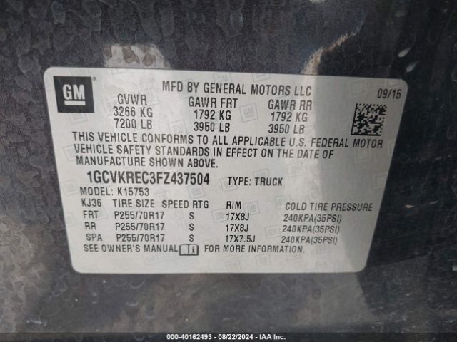 1GCVKREC3FZ437504 Chevrolet Silverado 1500 1lt
