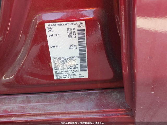 Nissan Altima 2.5 S 2015 1N4AL3AP9FC577163 Image 9