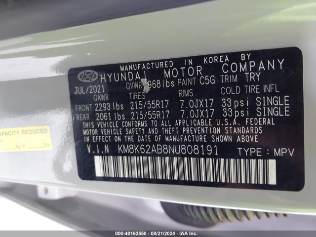 Hyundai Kona Sel 2022 KM8K62AB8NU808191 Image 9