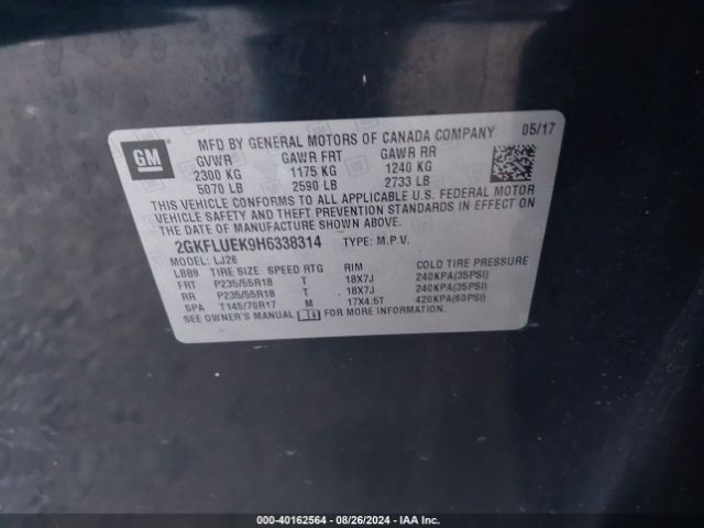 2GKFLUEK9H6338314 GMC Terrain Slt