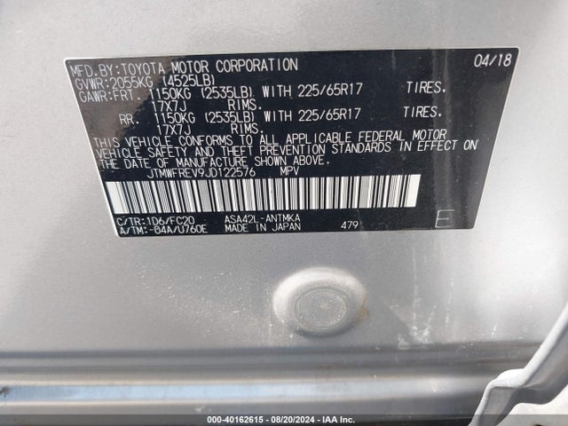 Toyota Rav4 Xle 2018 JTMWFREV9JD122576 Image 9