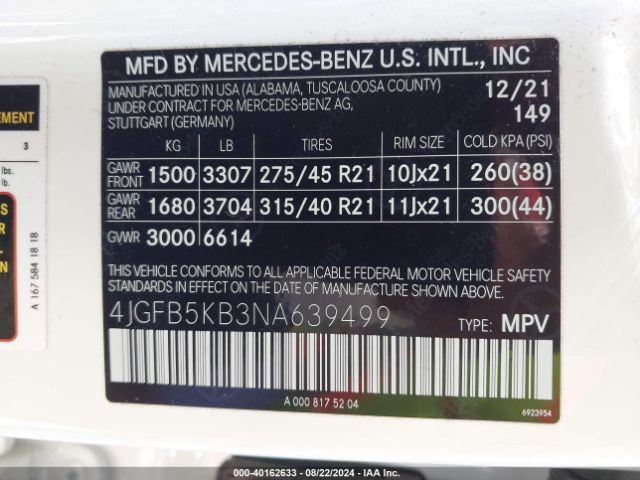 4JGFB5KB3NA639499 Mercedes-Benz Gle 450 4matic