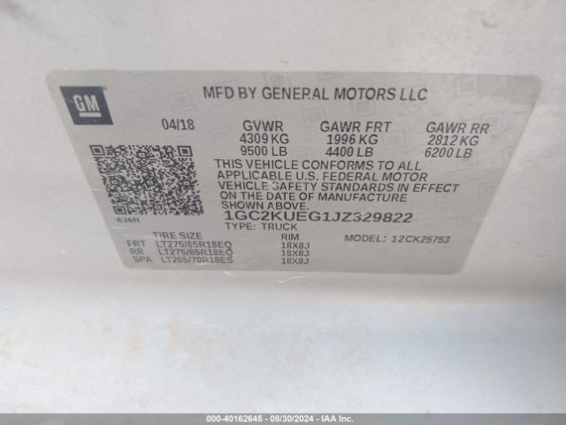 1GC2KUEG1JZ329822 Chevrolet Silverado 2500hd Wt