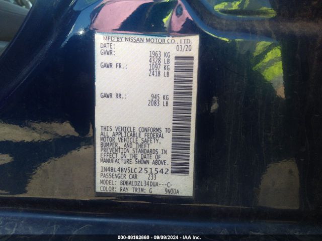1N4BL4BV5LC251542 Nissan Altima S Fwd
