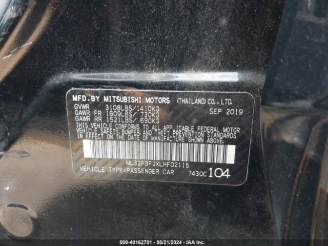 ML32F3FJXLHF02115 Mitsubishi Mirage G4 Es