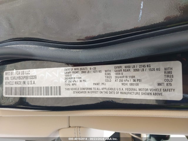 1C4RJHBG6P8910339 Jeep Grand Cherokee Limited 4x4