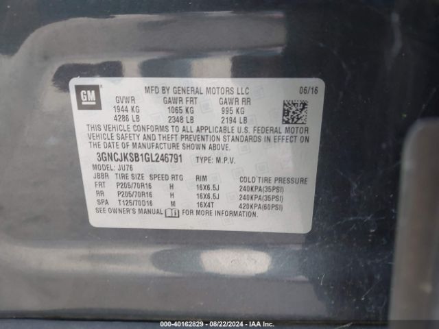 3GNCJKSB1GL246791 Chevrolet Trax 1ls