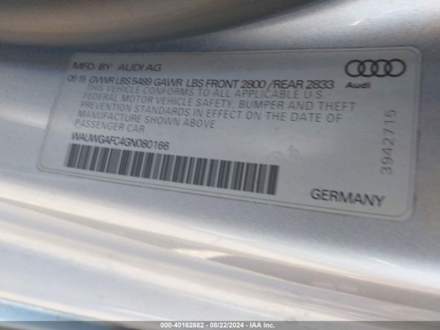 WAUWGAFC4GN080166 Audi A7 3.0t Premium Plus