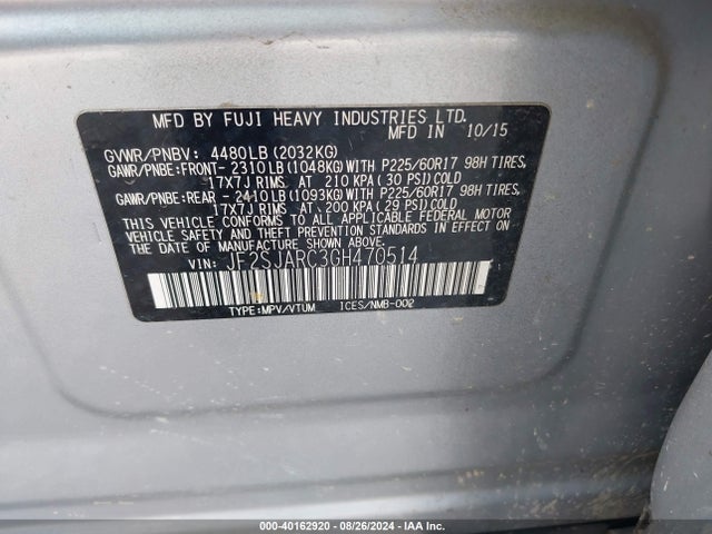 JF2SJARC3GH470514 Subaru Forester 2.5i Limited