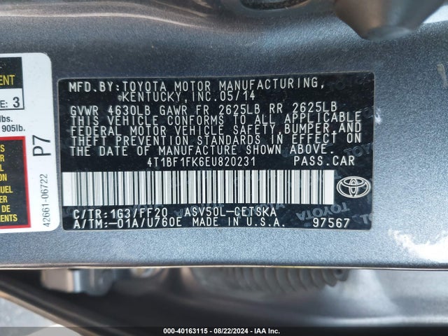 Toyota CAMRY SE 2014 4T1BF1FK6EU820231 Image 9