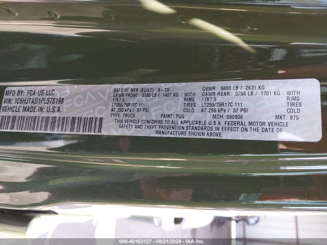 1C6HJTAG1PL578198 Jeep Gladiator Willys 4x4
