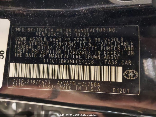 Toyota Camry Le Awd 2021 4T1C11BKXMU021236 Image 9