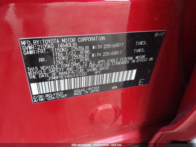 Toyota RAV4 LE 2017 JTMBFREV4HJ141000 Image 9