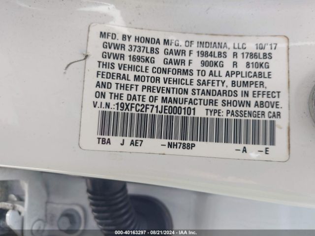 19XFC2F71JE000101 Honda CIVIC EX