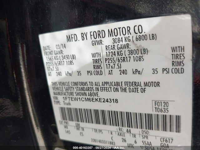 Ford F-150 Xl 2014 1FTEW1CM6EKE24318 Image 9