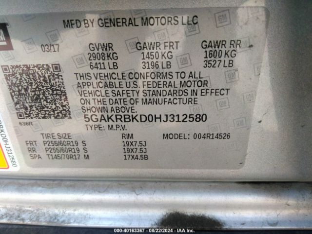 5GAKRBKD0HJ312580 Buick Enclave Leather
