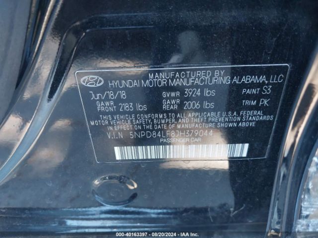 5NPD84LF8JH379044 Hyundai ELANTRA SEL