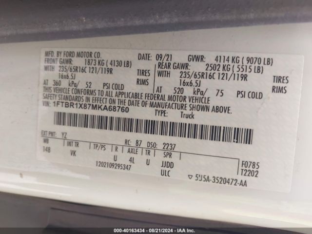 1FTBR1X87MKA68760 Ford Transit-250