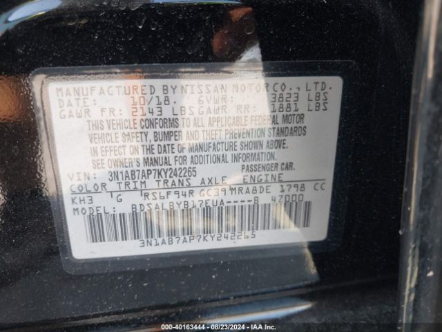 3N1AB7AP7KY242265 Nissan SENTRA S