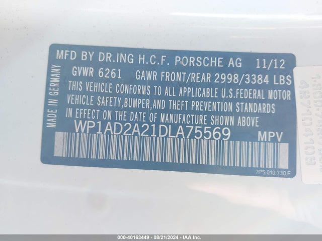 2013 PORSCHE CAYENNE WP1AD2A21DLA75569 Photo 8