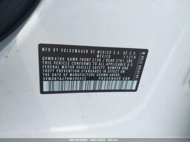 3VWDB7AJ7HM290433 Volkswagen Jetta 1.4t Se
