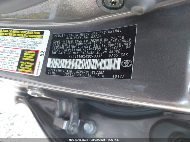Toyota CAMRY SE 2024 4T1G11AK5RU243337 Image 9