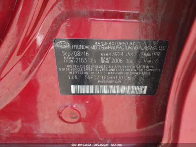 5NPD74LF0HH130136 Hyundai ELANTRA SE