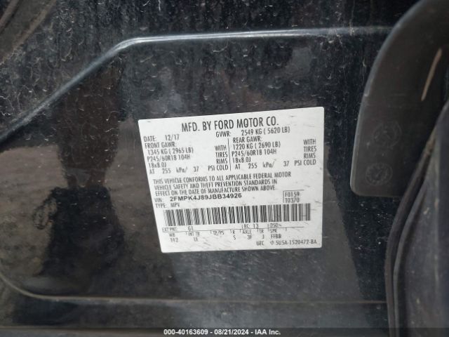 2FMPK4J89JBB34926 Ford EDGE SEL