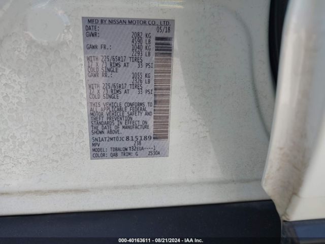 5N1AT2MT0JC815189 Nissan ROGUE SV