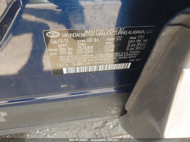 5NMS24AJXMH335869 Hyundai Santa Fe Sel