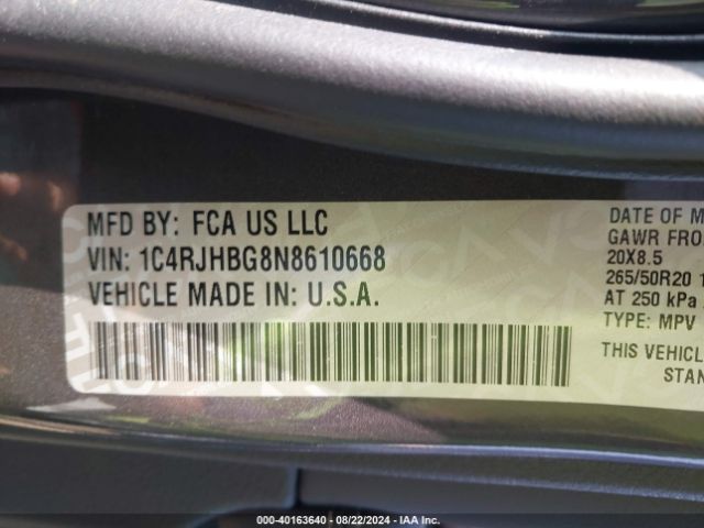 1C4RJHBG8N8610668 Jeep Grand Cherokee Limited 4x4
