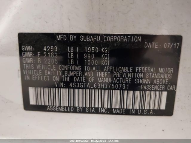 4S3GTAL69H3750731 Subaru Impreza 2.0i Sport