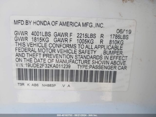 19UDE2F32KA011239 Acura Ilx Standard